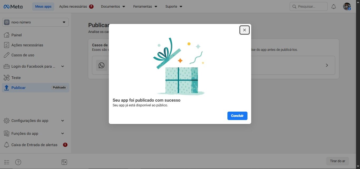 Confirmação de app publicado com sucesso